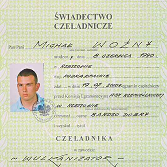 świadectwo czeladnicze
